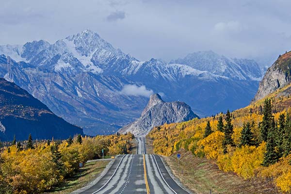 Heading towards Lion's Head along the Glenn Highway during the fall in Alaska