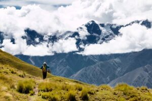 Solo Hiker Walks the Inca Trail Which Leads to Machu Picchu, Peru-cm
