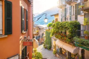 Small alley in the old town of Bellagio, Como, Italy-cm