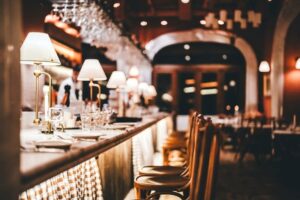 Elegant unrecognizable restaurant bar interior-cm
