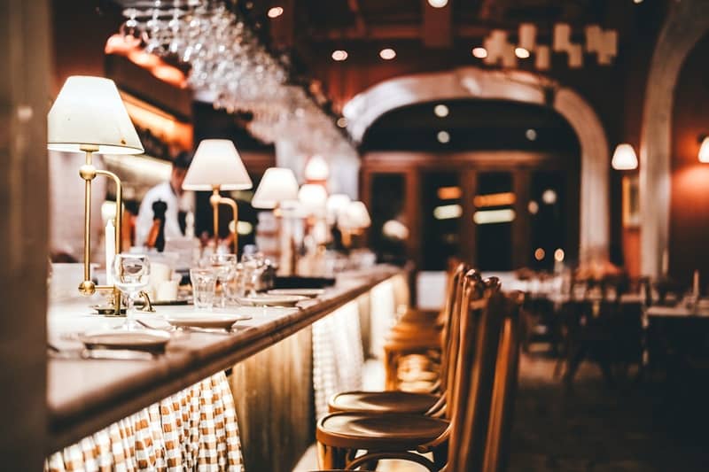 Elegant unrecognizable restaurant bar interior-cm